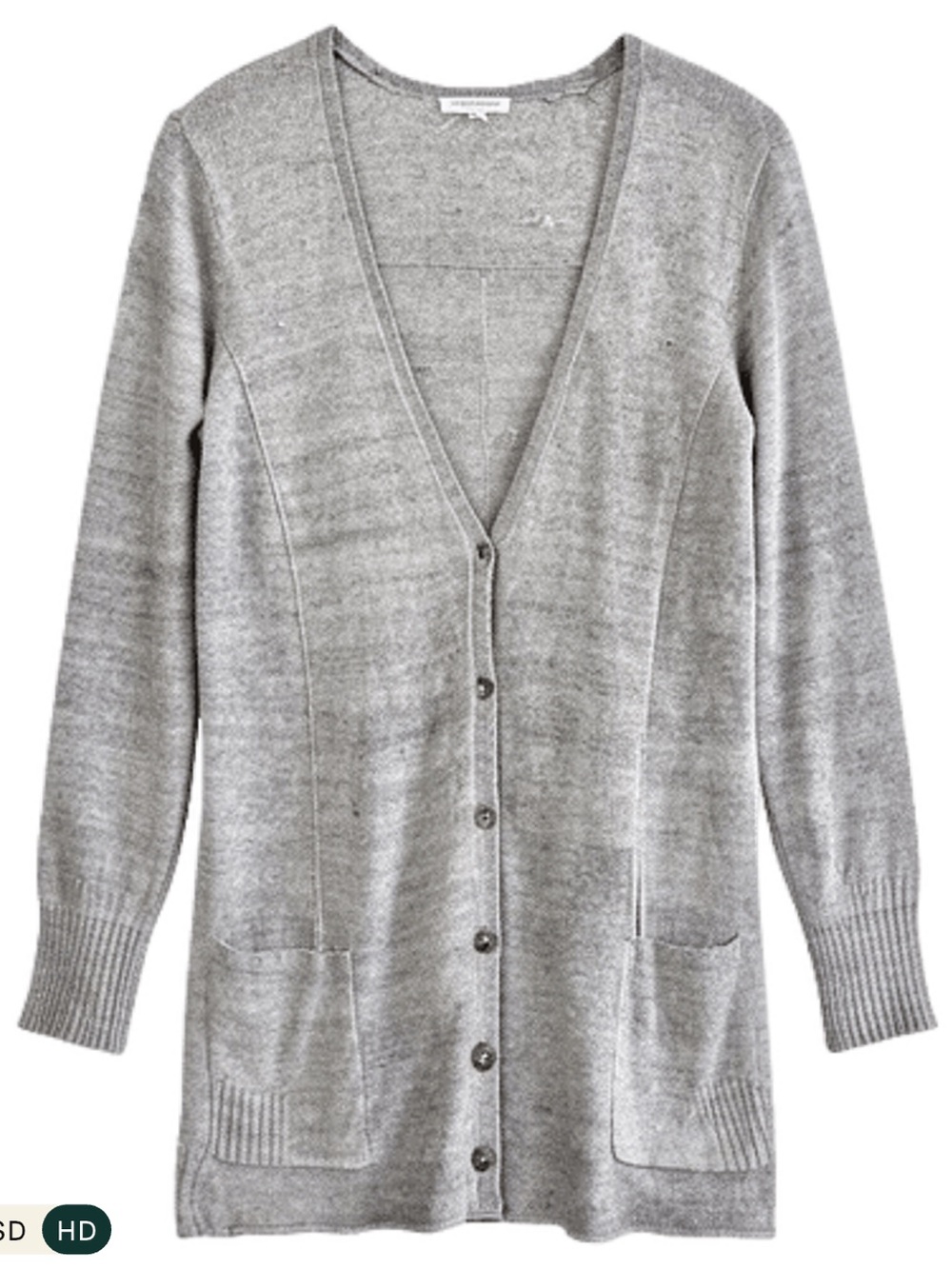 Eileen Fisher Slub Knit 100% Linen Button Down Gray  Cardigan